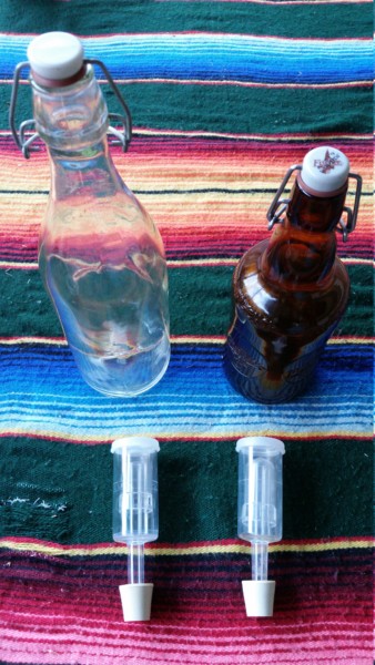 Bottles and airlocks for brewing Kombucha