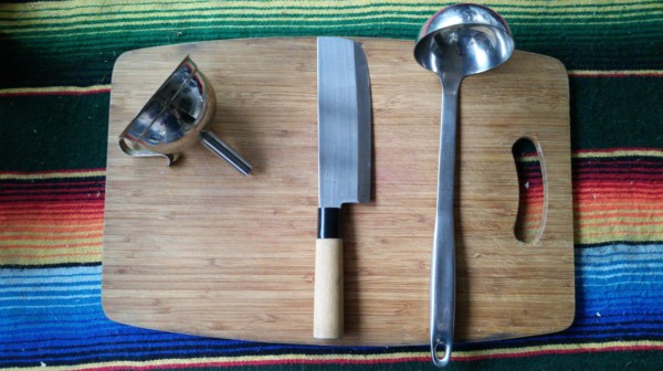 funnel, knife and ladle for Kombucha brewing