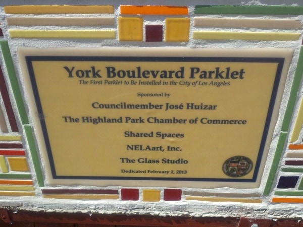York Boulevard Parklet sign