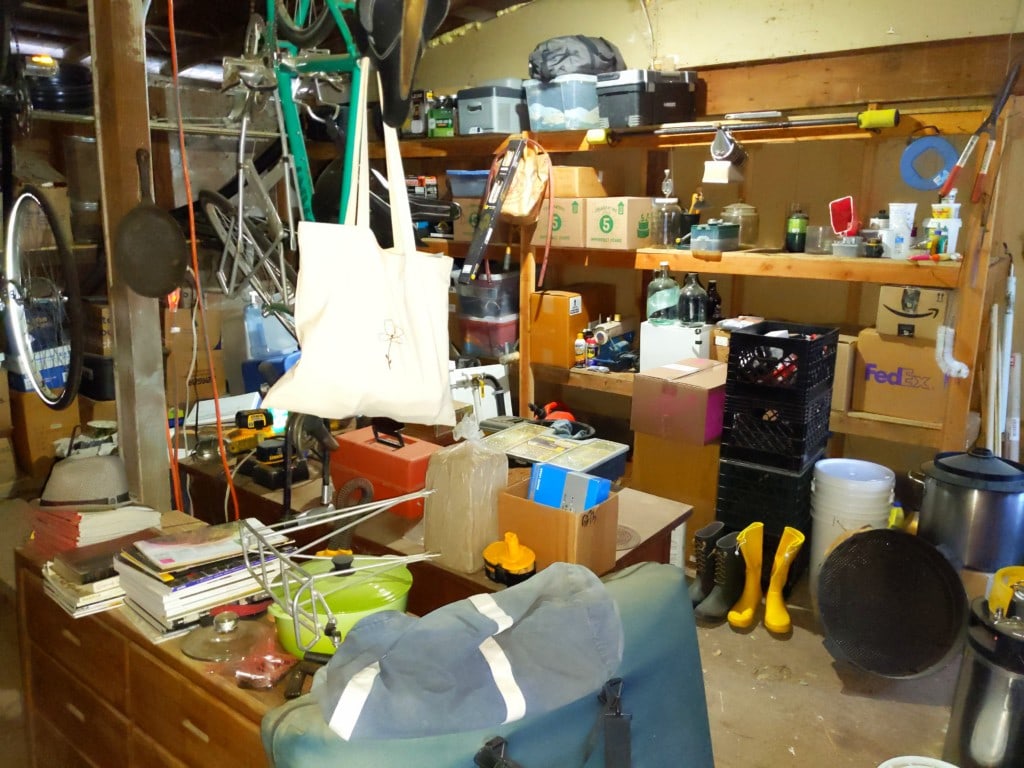 Many belongings in a storage shed